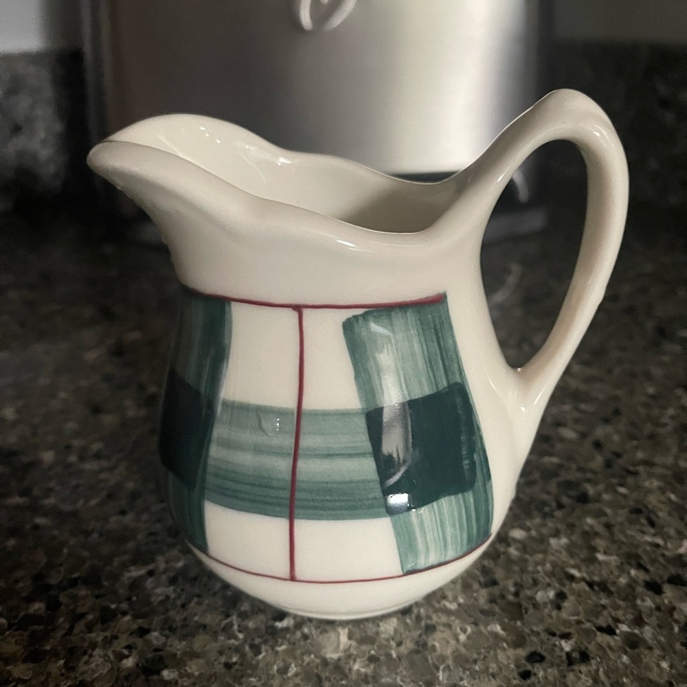 Hartstone Ceramic Pitcher with Buffalo check Accents
